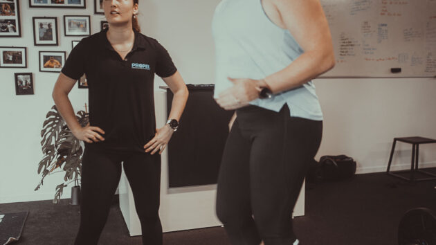 Balance exercises for older adults: a client working on balance with an exercise physiologist